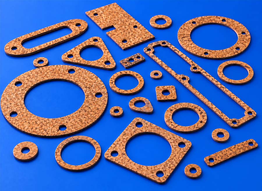 Cork gaskets and seals manufactured by Bluemay Weston in the UK