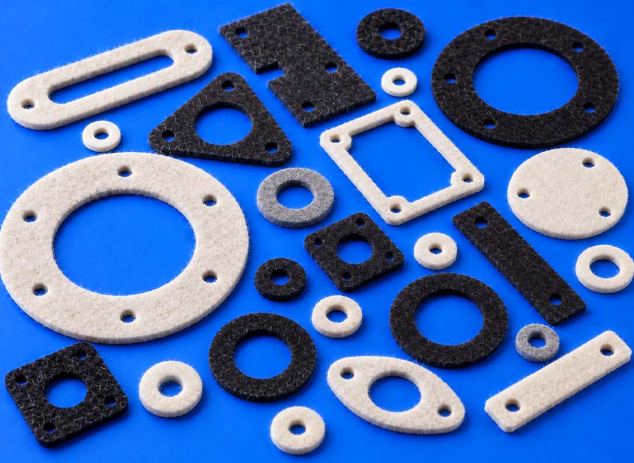 Felt gaskets and seals manufactured by Bluemay Weston in the UK
