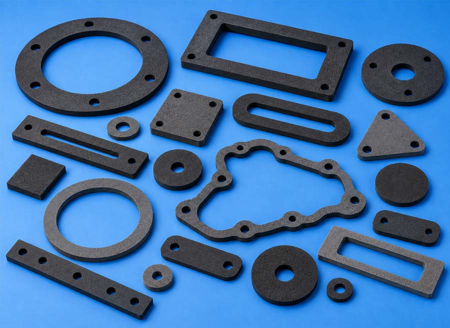 Neoprene foam gaskets and seals manufactured by Bluemay Weston in the UK
