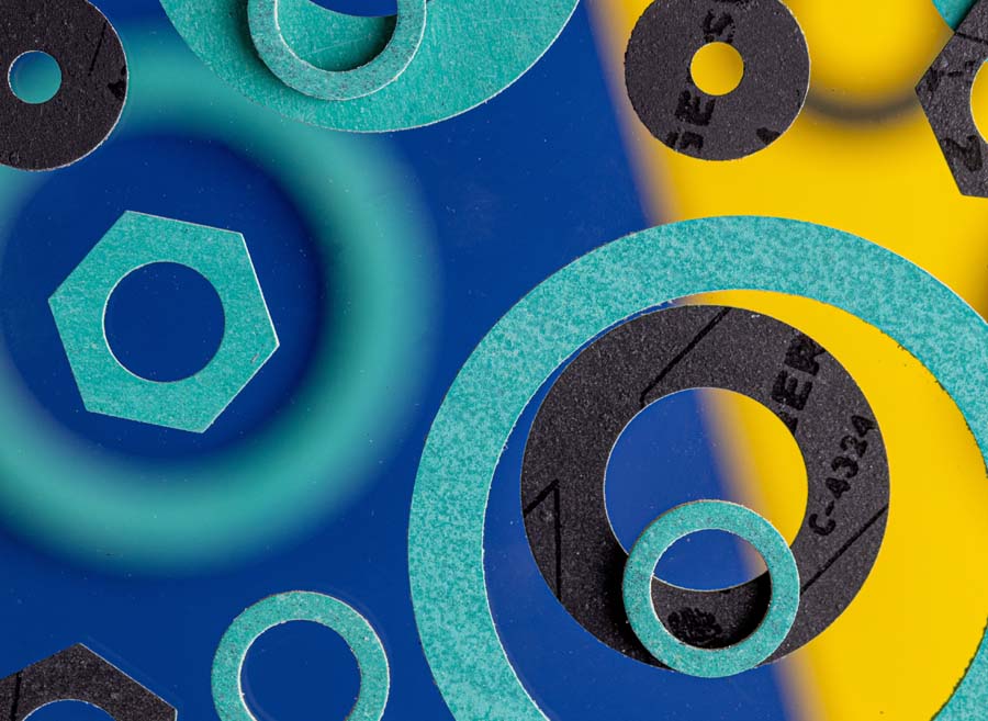 Precision punched and water jet cut klingersil washers and spacers