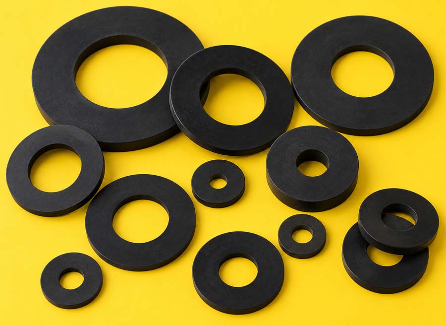 Made to measure rubber washers manufactured in the UK