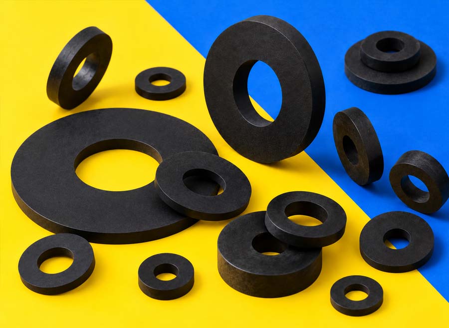 Precision punched and water jet cut Butyl rubber washers