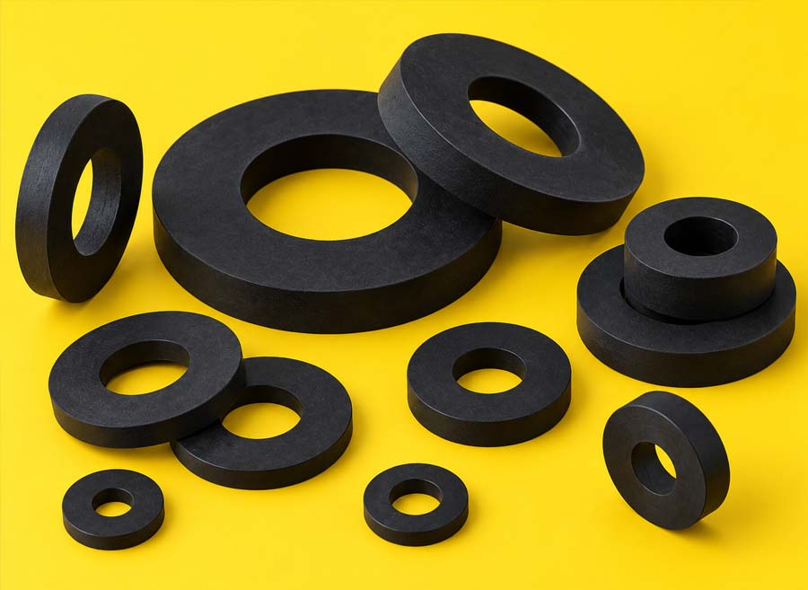 Made to measure rubber washers manufactured in the UK