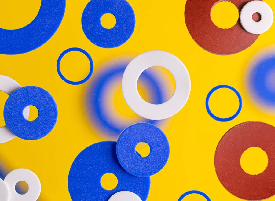 Precision punched and water jet cut silicone washers